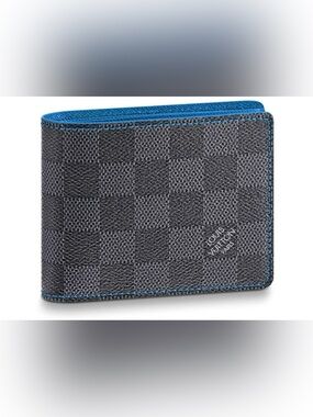 Louis Vuitton Gray Damier Canvas Money Clip with Blue Trim - LIMITED EDITION